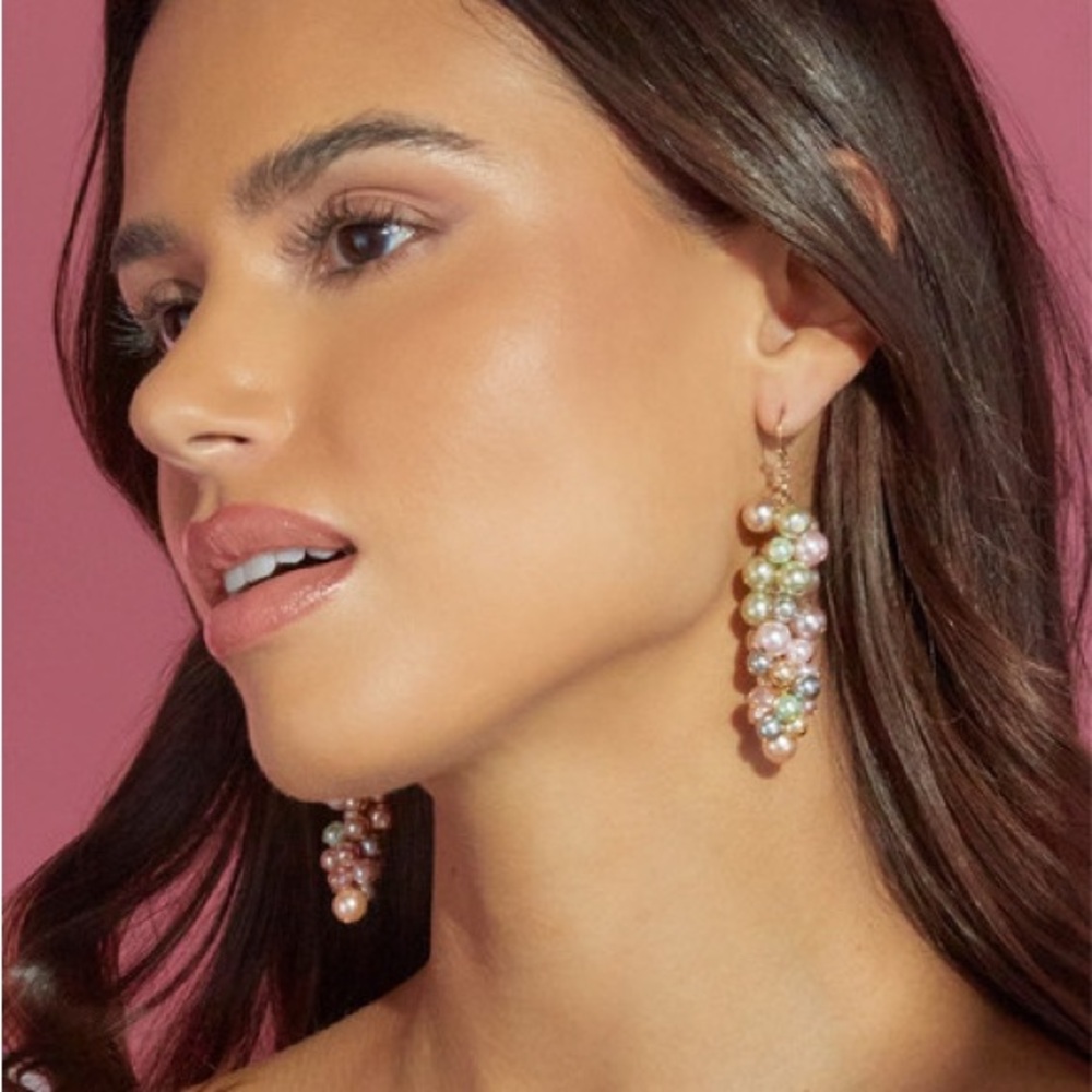 Luxe Multi Cluster Pearl Drop Earrings